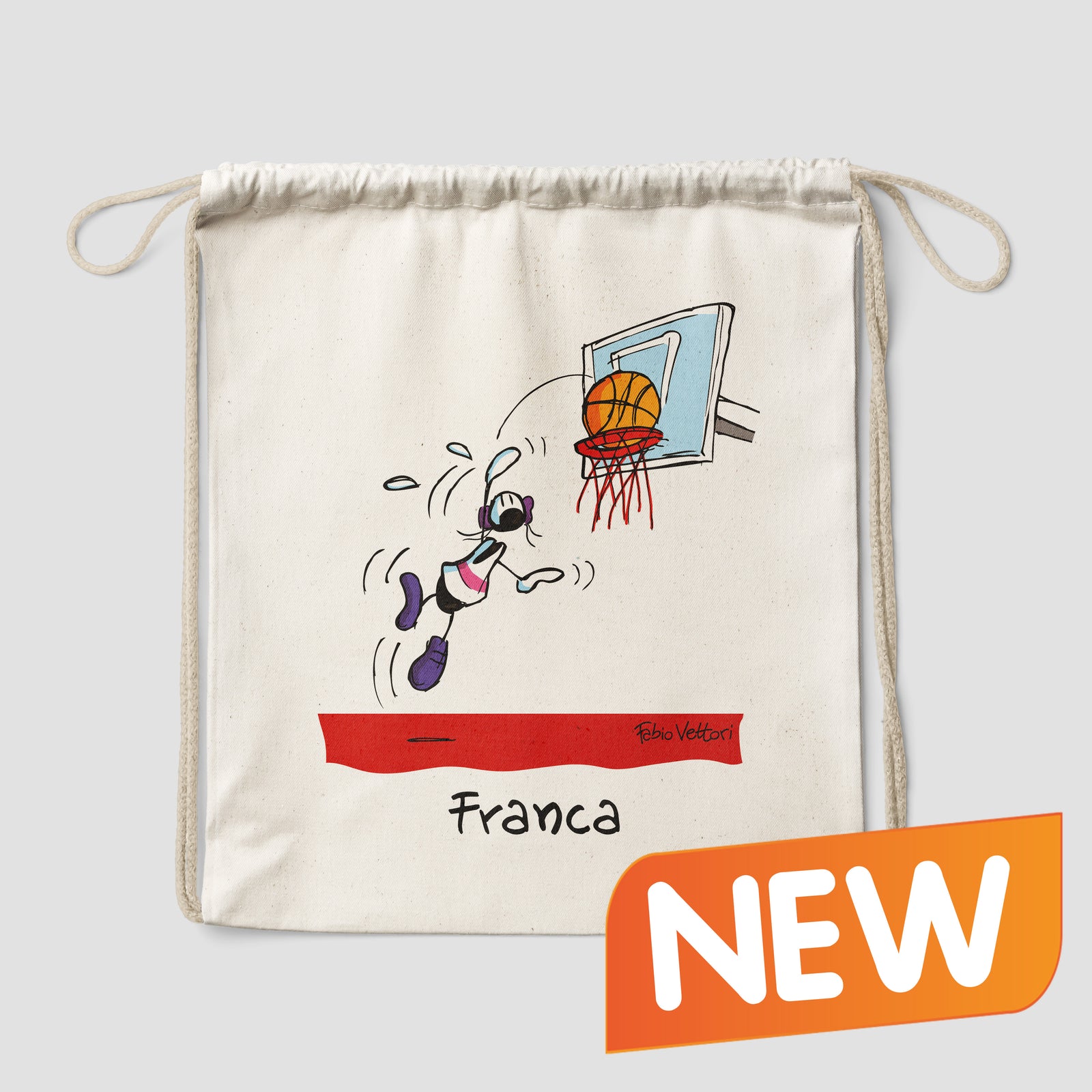 Sacca zaino personalizzata in cotone soggetto "Basket"