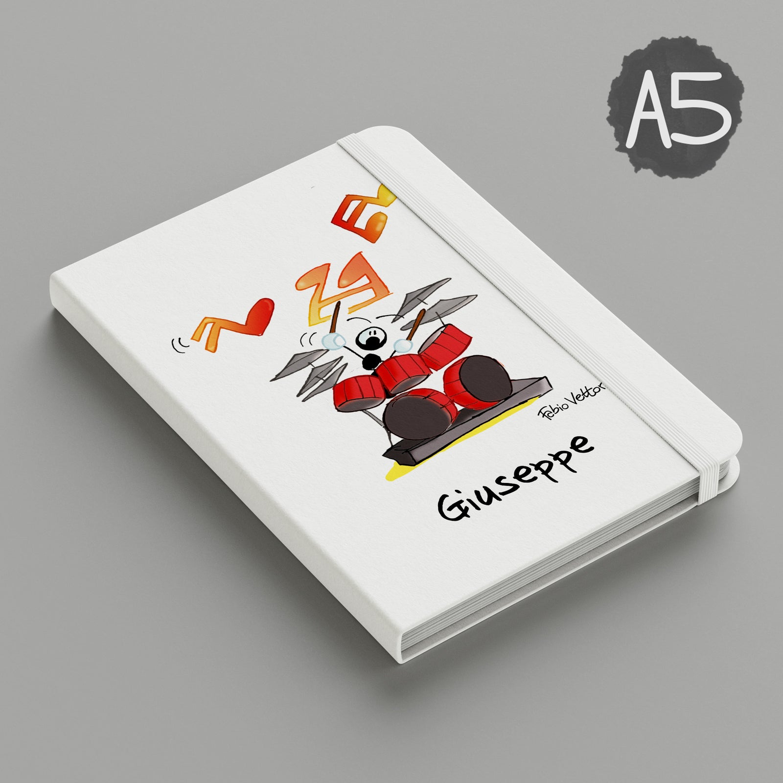 Personalized notebook with "Drummer" theme