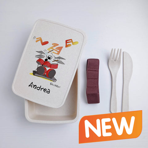 Scatola Porta Pranzo con Fascia Porta Posate Personalizzata soggetto "Batterista"