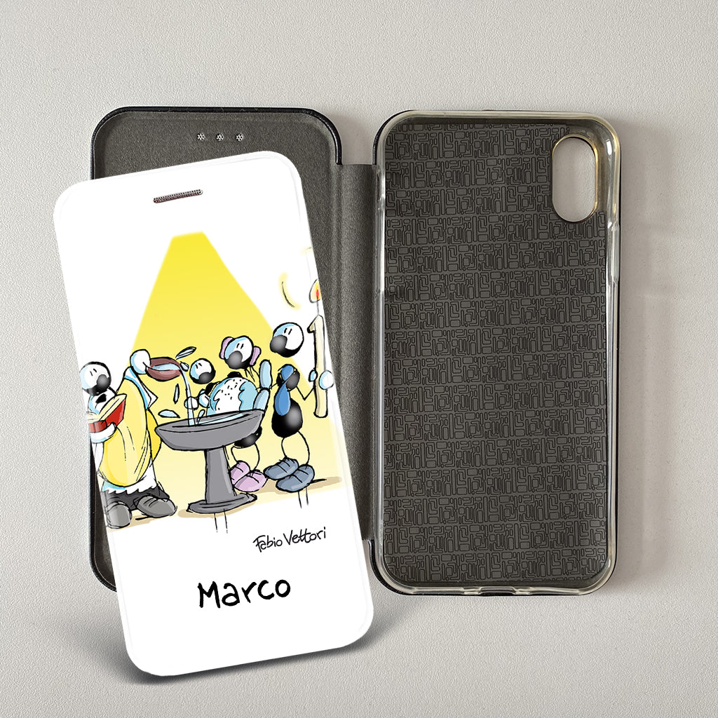 Cover artistica per Smartphone Personalizzata soggetto "Battesimo" modello con apertura "a Libro"