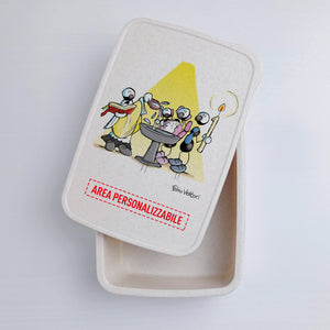 Scatola Porta Pranzo con Fascia Porta Posate Personalizzata soggetto "Battesimo"