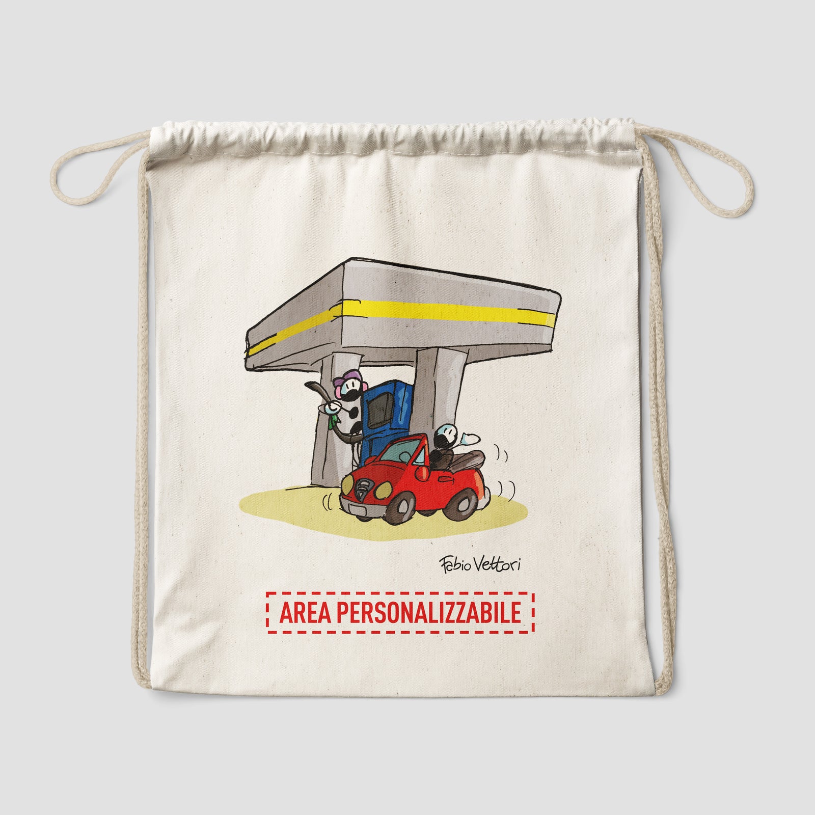 Sacca zaino personalizzata in cotone soggetto "Benzinai"