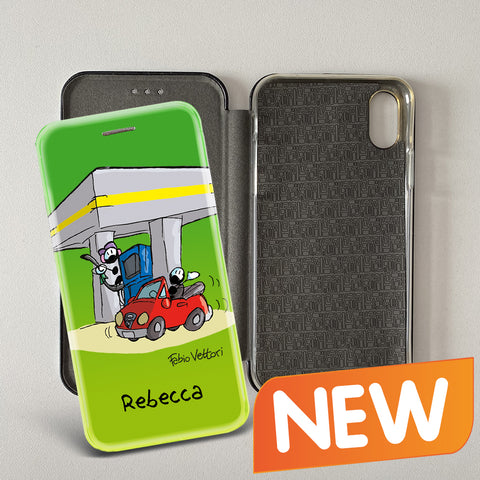 Cover artistica per Smartphone Personalizzata soggetto "Benzinaia" modello con apertura "a Libro"