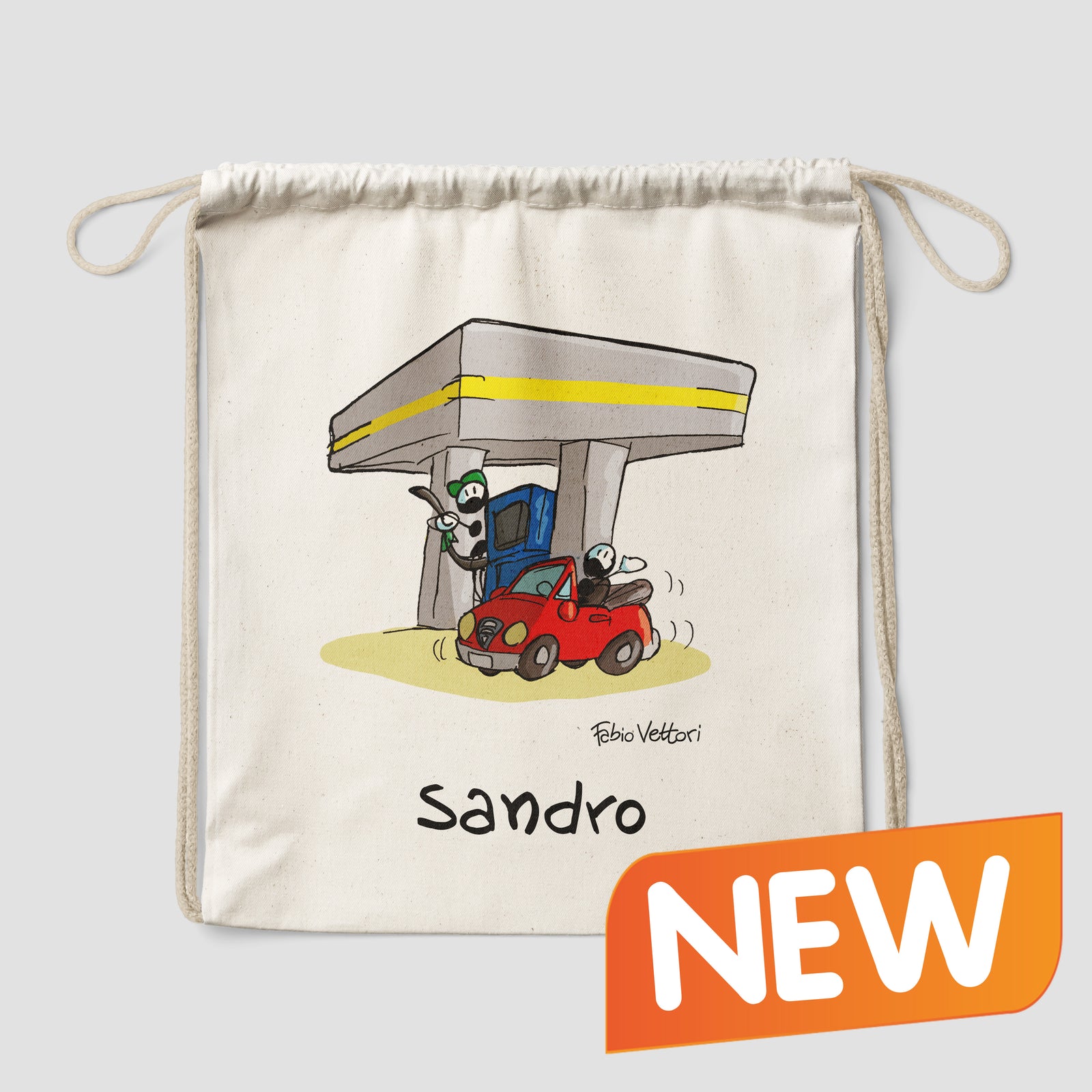 Sacca zaino personalizzata in cotone soggetto "Benzinai"