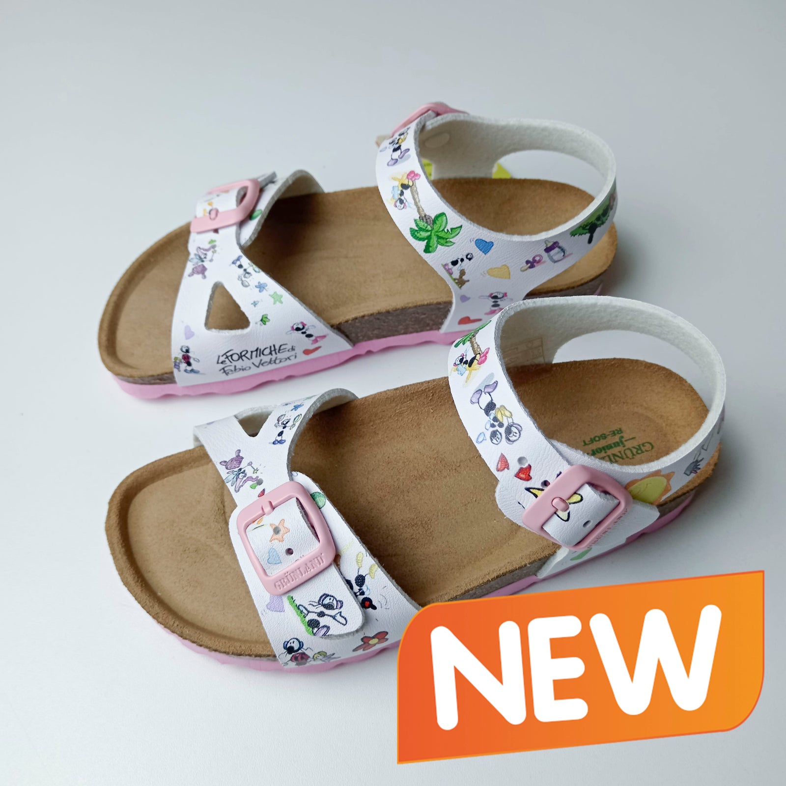 Fabio Vettori Kids Sandals for Grunland Fresh White Color