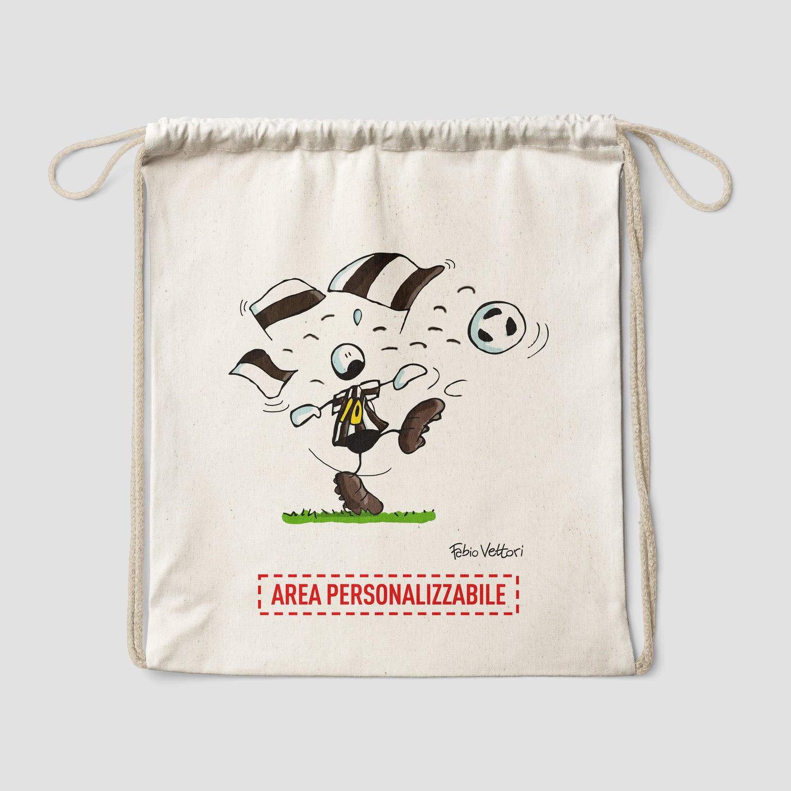 Sacca zaino personalizzata in cotone soggetto "Bianconero"