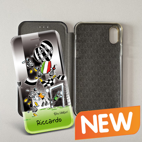 Cover artistica per Smartphone Personalizzata soggetto "Forza Juve" modello con apertura "a Libro"