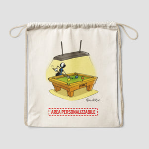 Personalized cotton backpack bag with "Billiard" theme