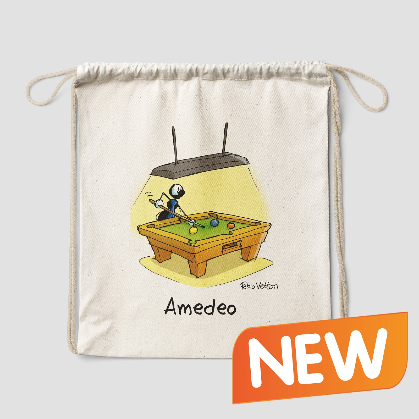 Sacca zaino personalizzata in cotone soggetto "Biliardo"