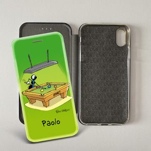 Cover artistica per Smartphone Personalizzata soggetto "Biliardo" modello con apertura "a Libro"