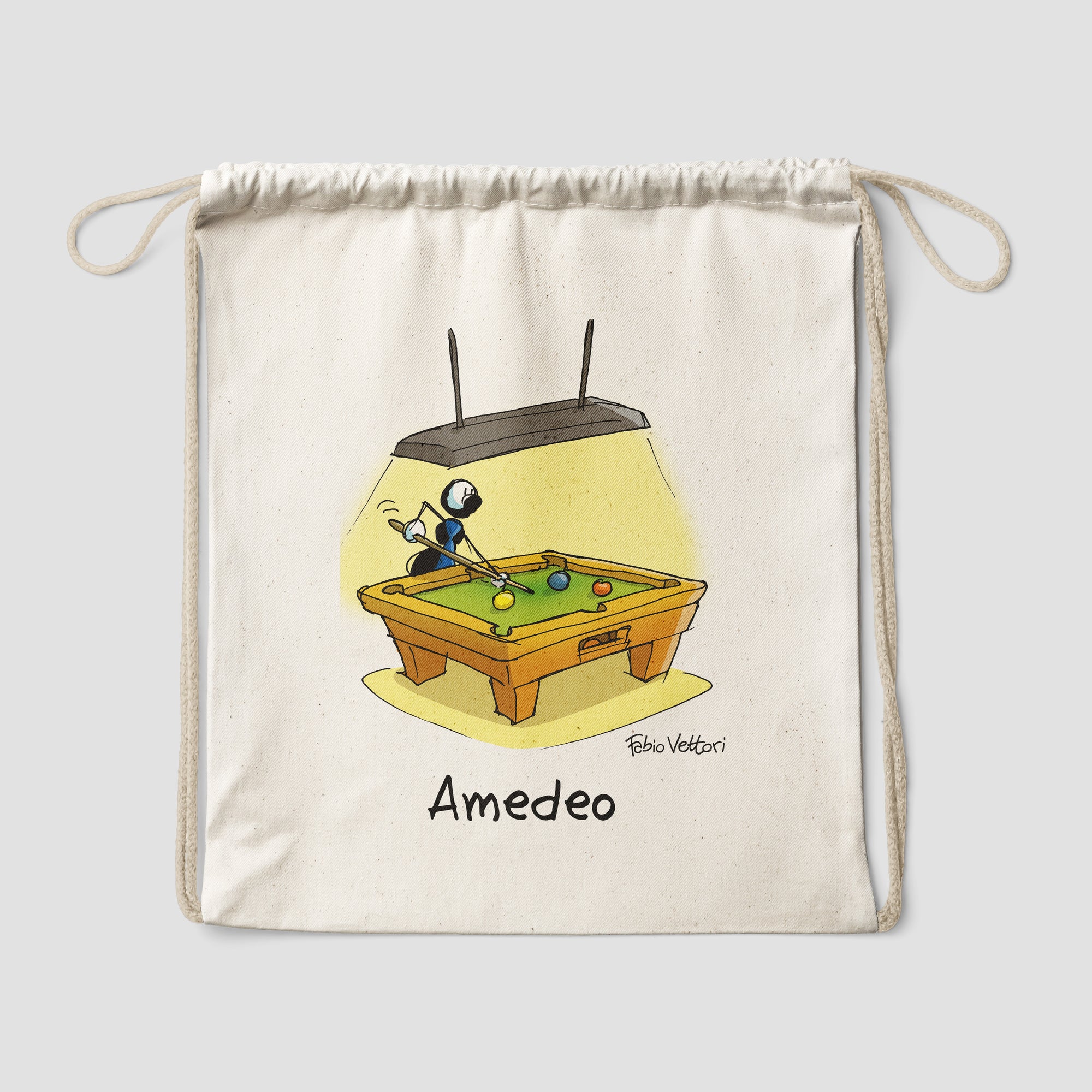 Personalized cotton backpack bag with "Billiard" theme