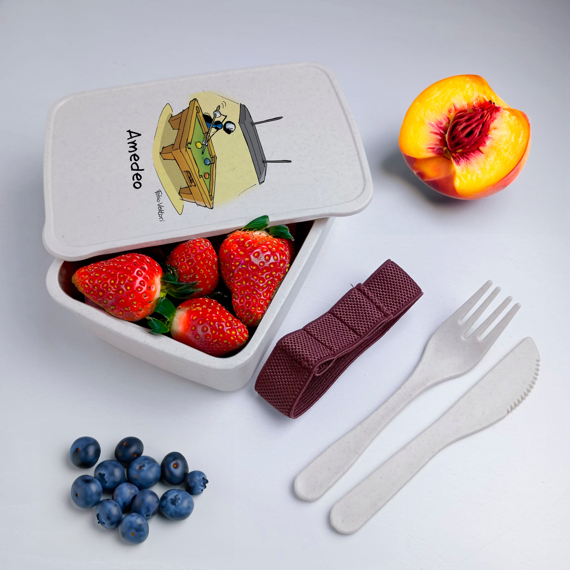 Lunch Box with Cutlery Holder Band Personalized "Billiard" Theme