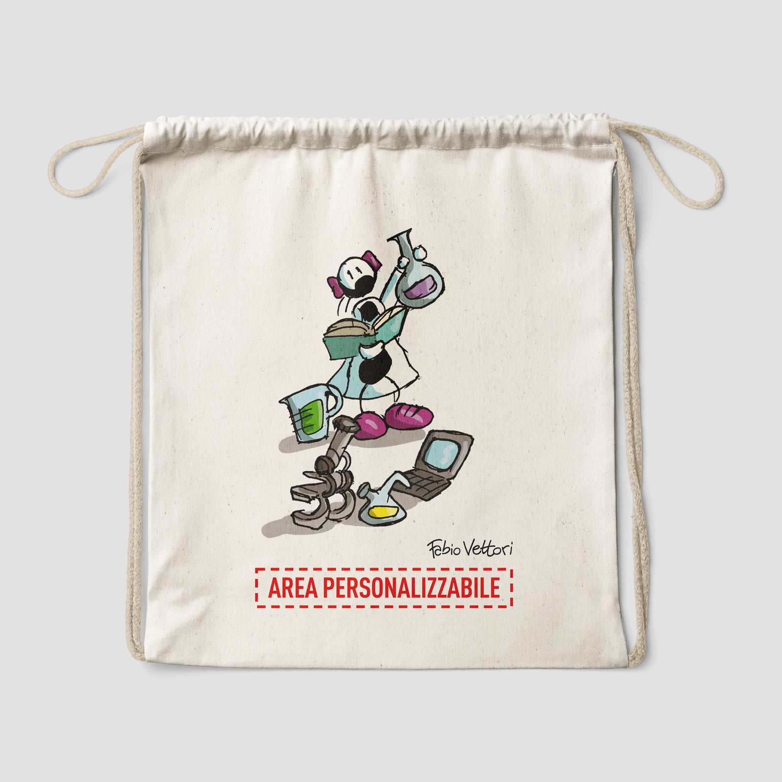 Sacca zaino personalizzata in cotone soggetto "Biologi"