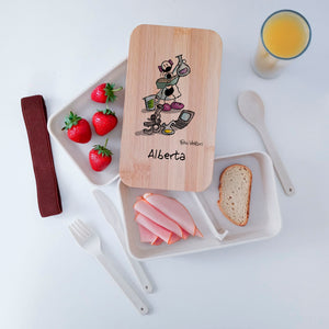 Lunch Box with Cutlery Holder Band Personalized with "Biologist" Theme
