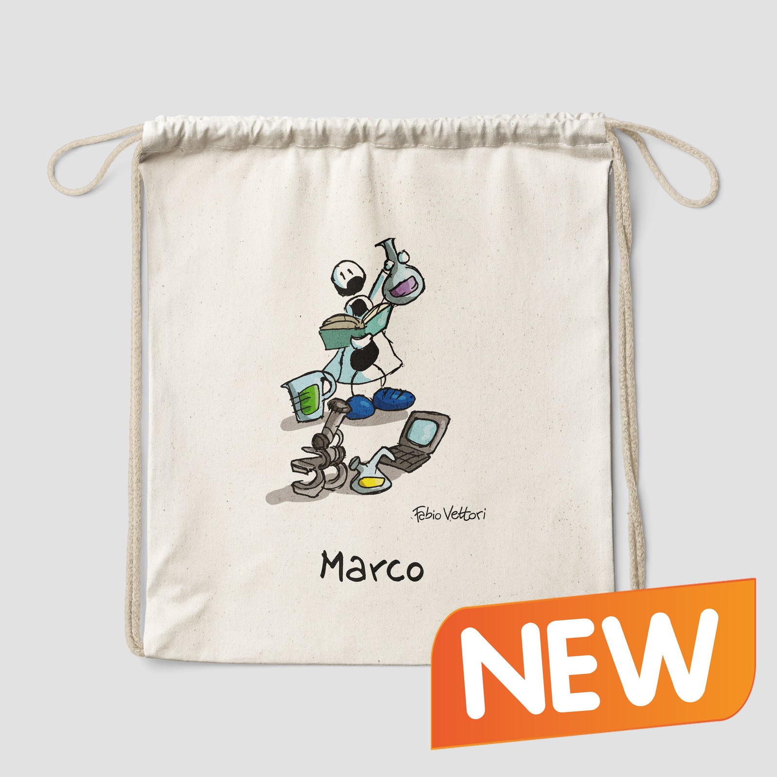 Sacca zaino personalizzata in cotone soggetto "Biologi"