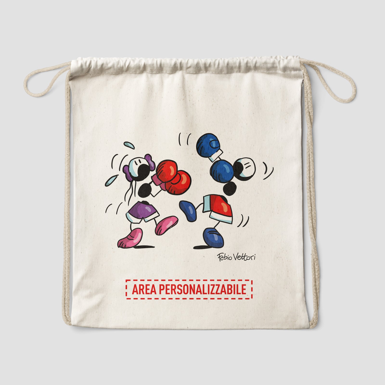 Sacca zaino personalizzata in cotone soggetto "Boxe"