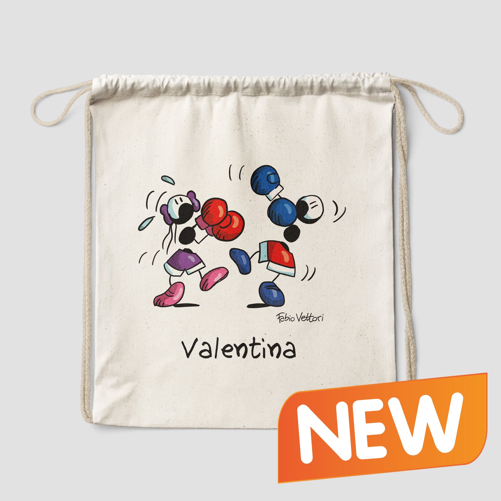 Sacca zaino personalizzata in cotone soggetto "Boxe"