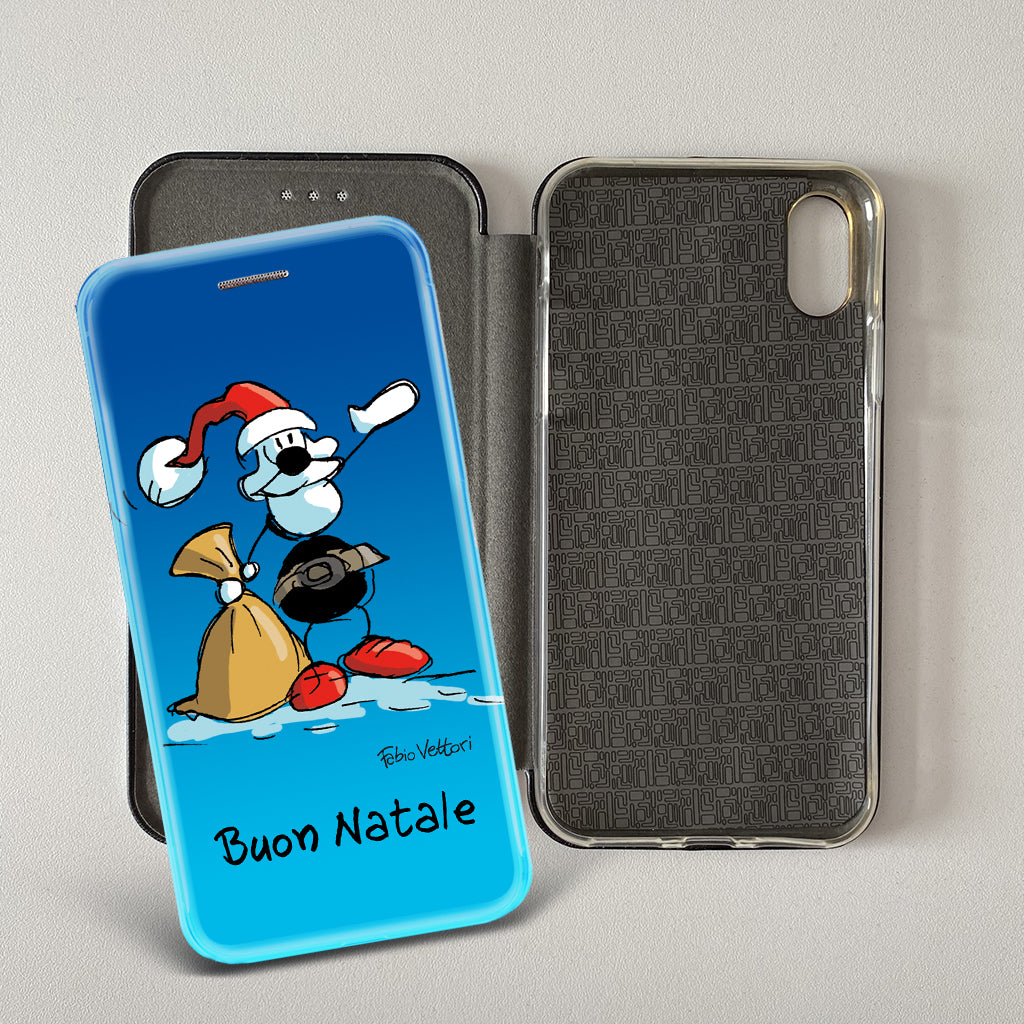 Cover artistica per Smartphone Personalizzata soggetto "Buon Natale" modello con apertura "a Libro"