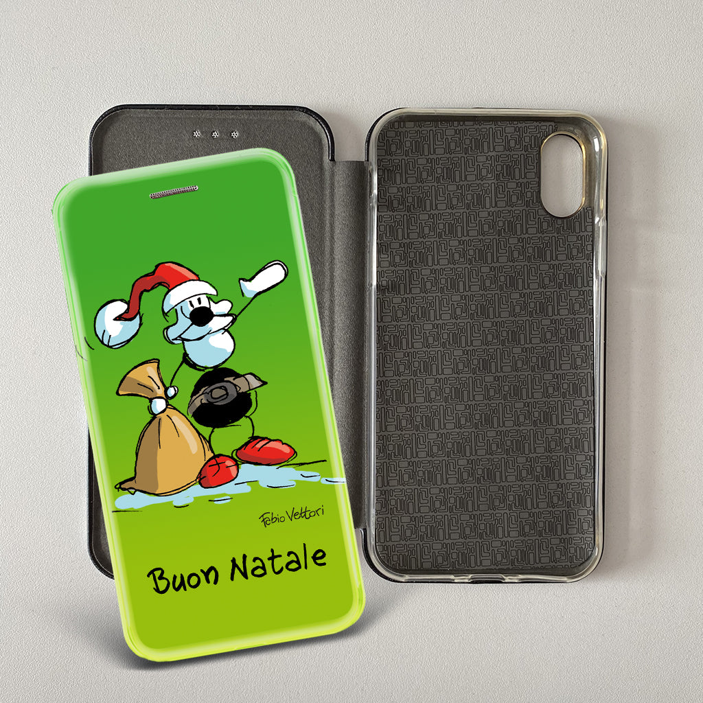 Cover artistica per Smartphone Personalizzata soggetto "Buon Natale" modello con apertura "a Libro"