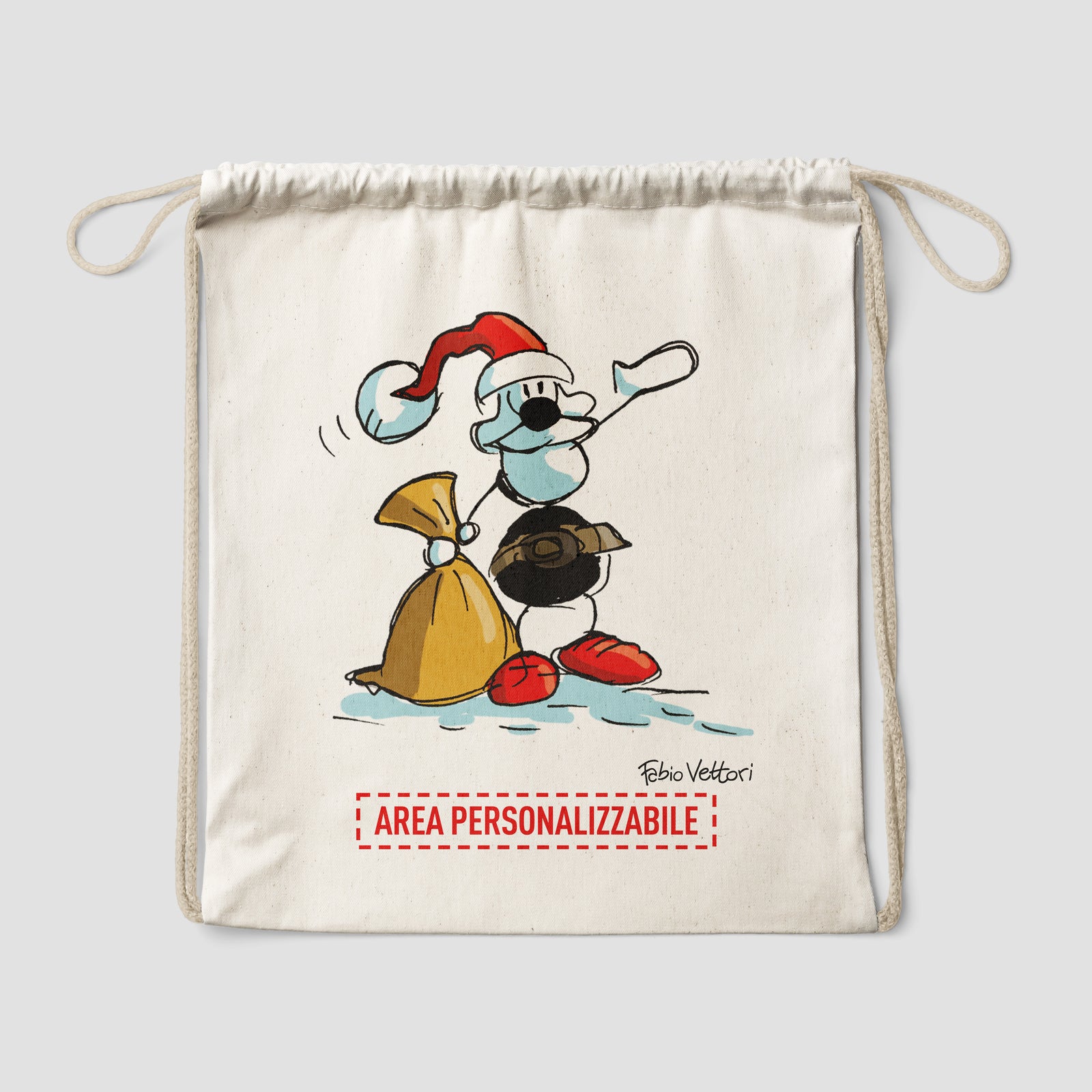 Sacca zaino personalizzata in cotone soggetto "Buon Natale"