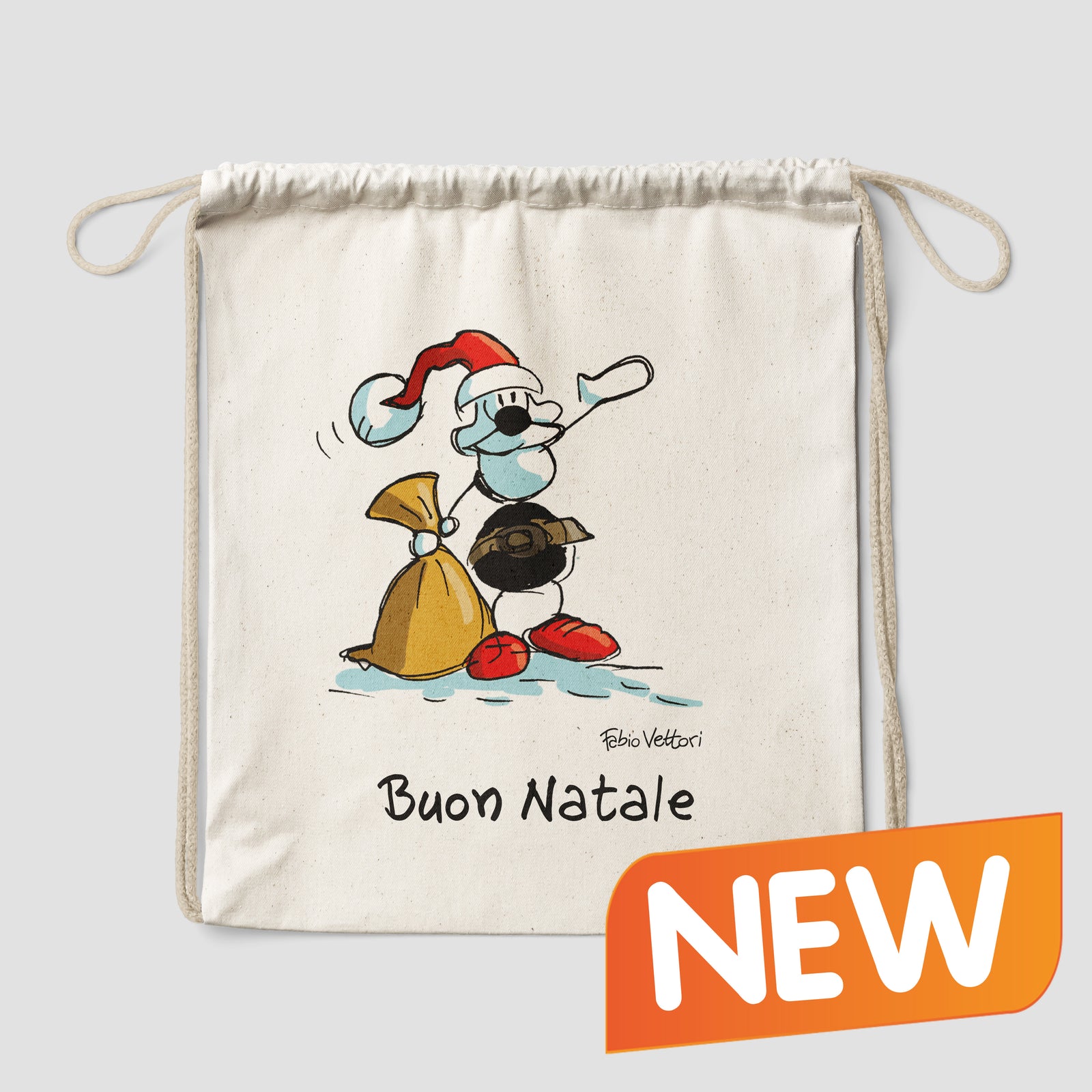 Sacca zaino personalizzata in cotone soggetto "Buon Natale"