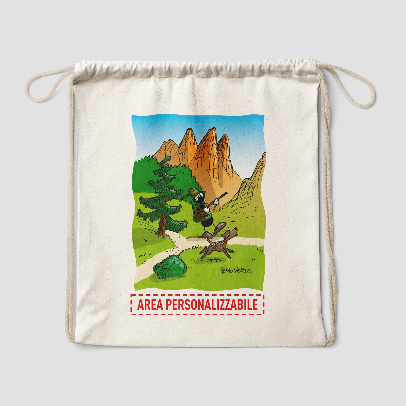 Sacca zaino personalizzata in cotone soggetto "Cacciatore"
