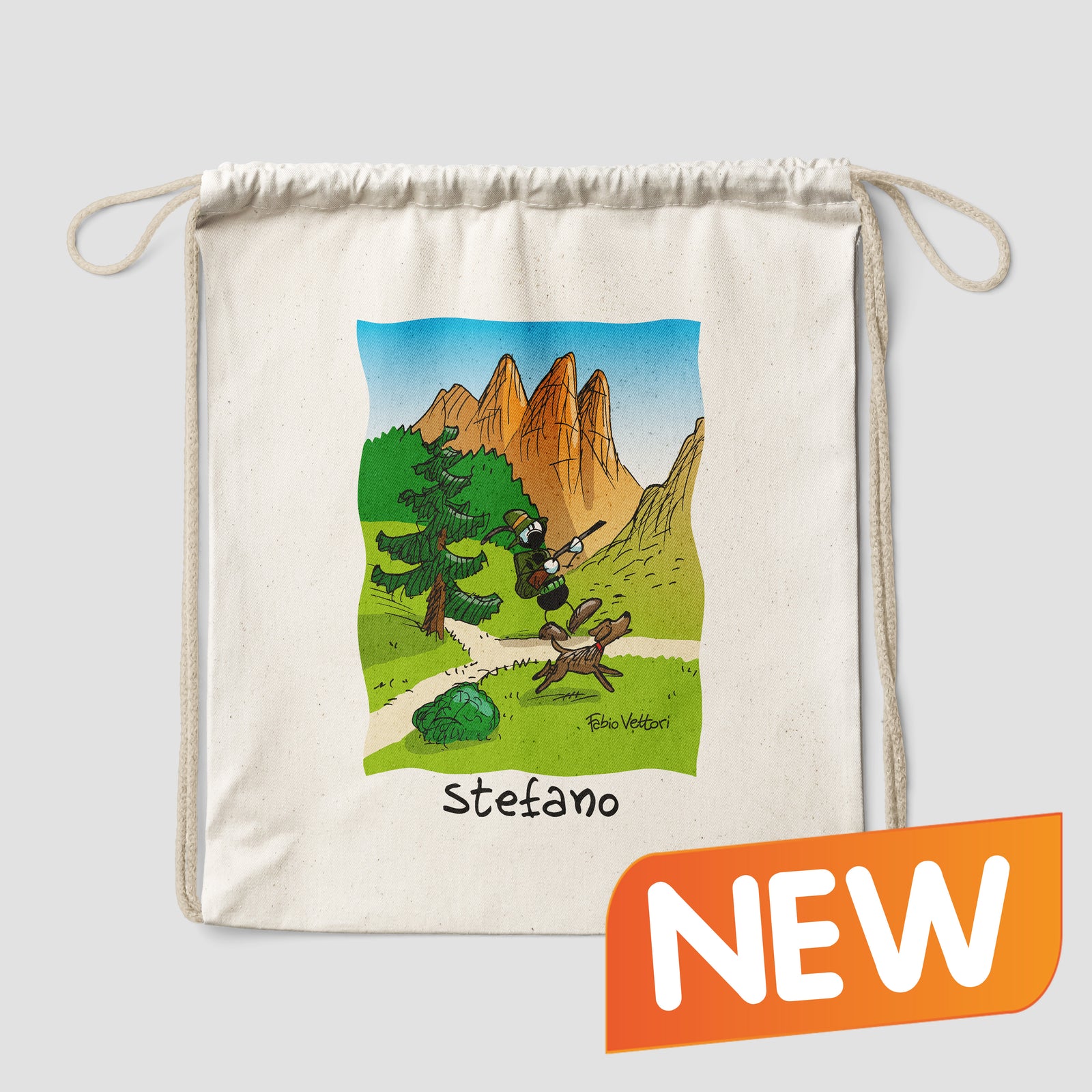 Sacca zaino personalizzata in cotone soggetto "Cacciatore"