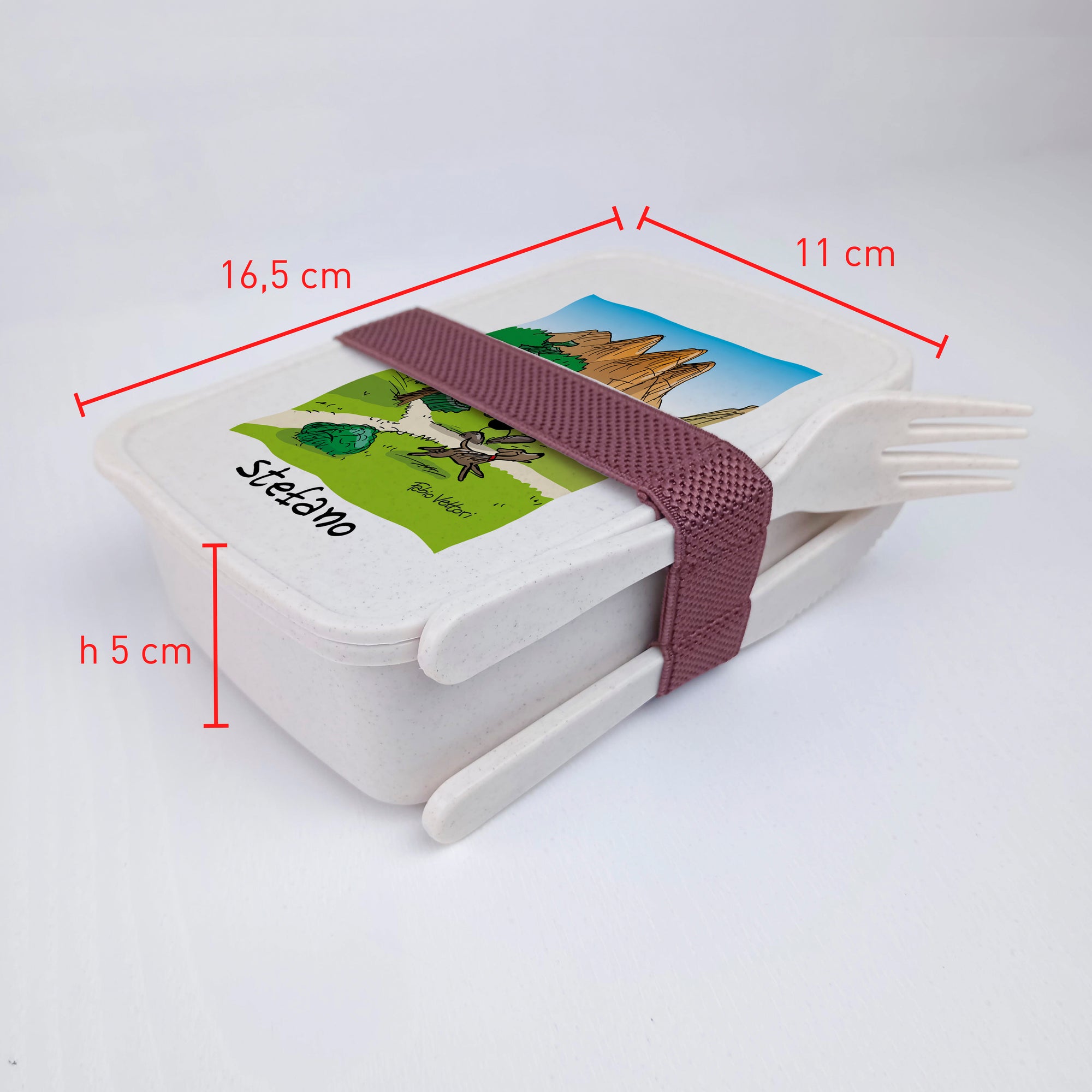 Scatola Porta Pranzo con Fascia Porta Posate Personalizzata soggetto "Cacciatore"