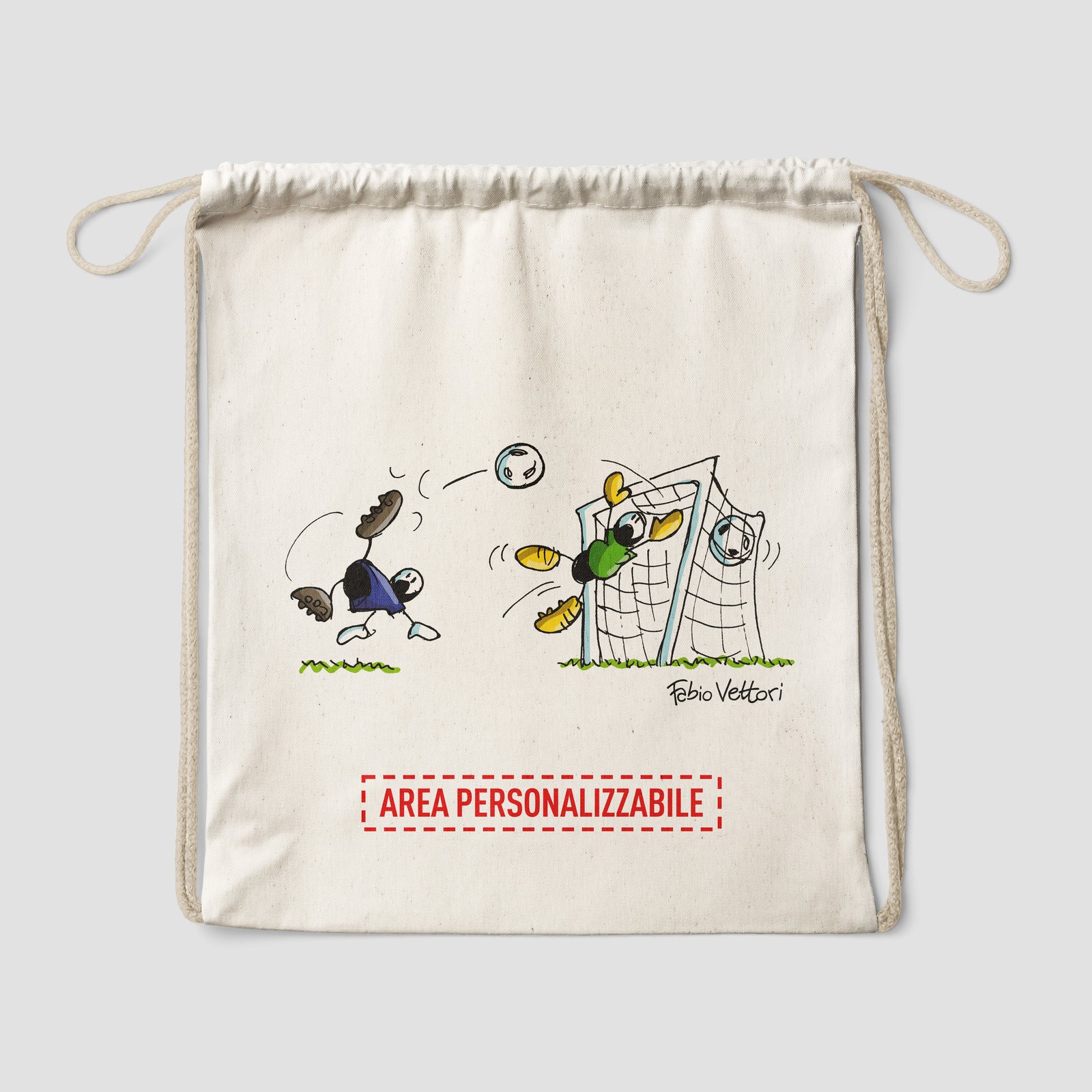 Sacca zaino personalizzata in cotone soggetto "Calcio"