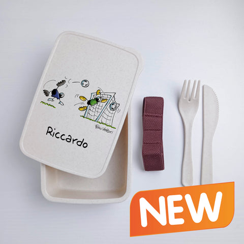 Scatola Porta Pranzo con Fascia Porta Posate Personalizzata soggetto "Calcio"
