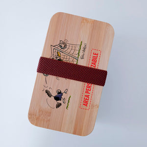 Scatola Porta Pranzo con coperchio in bambù e Posate Personalizzata soggetto "Calcio"