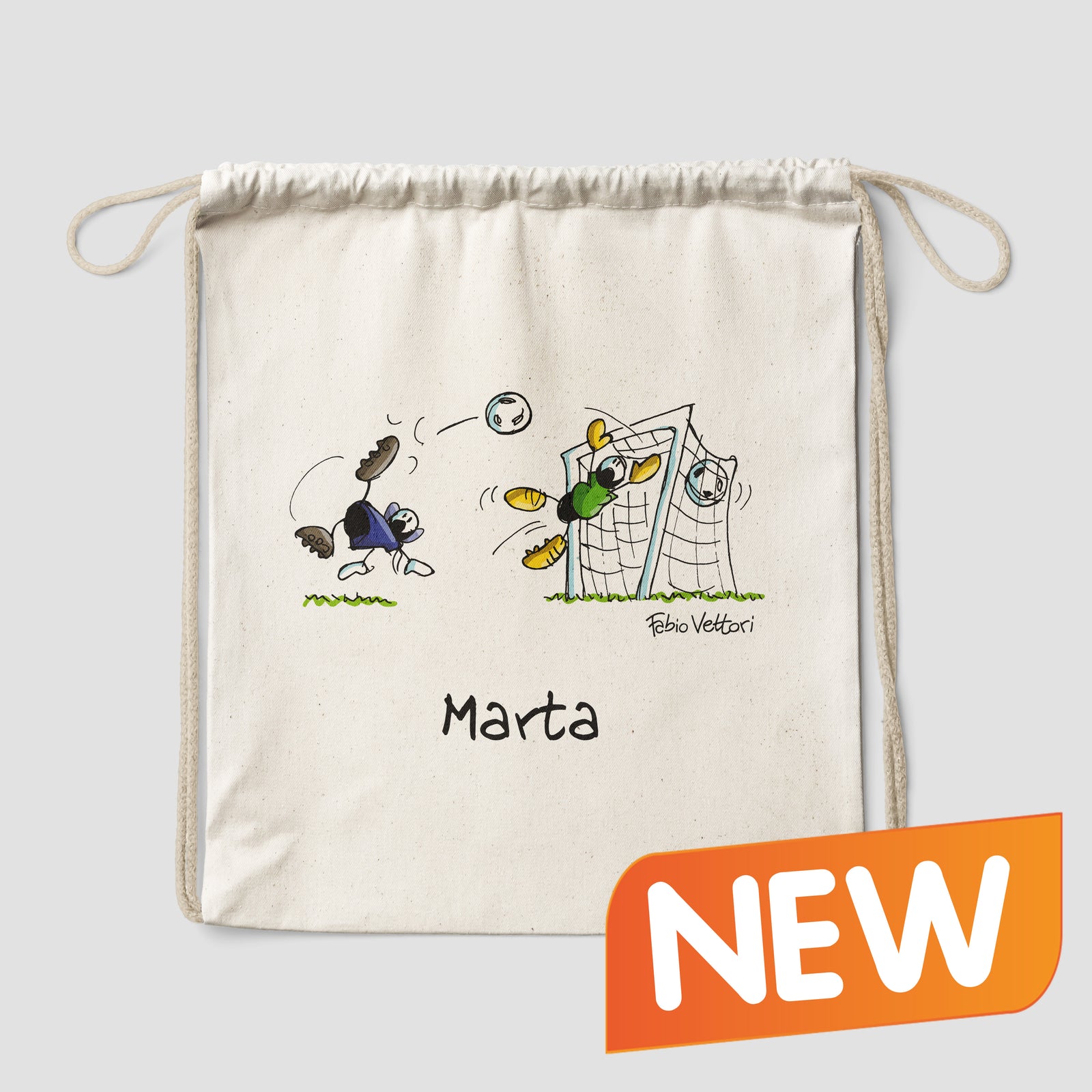 Sacca zaino personalizzata in cotone soggetto "Calcio"