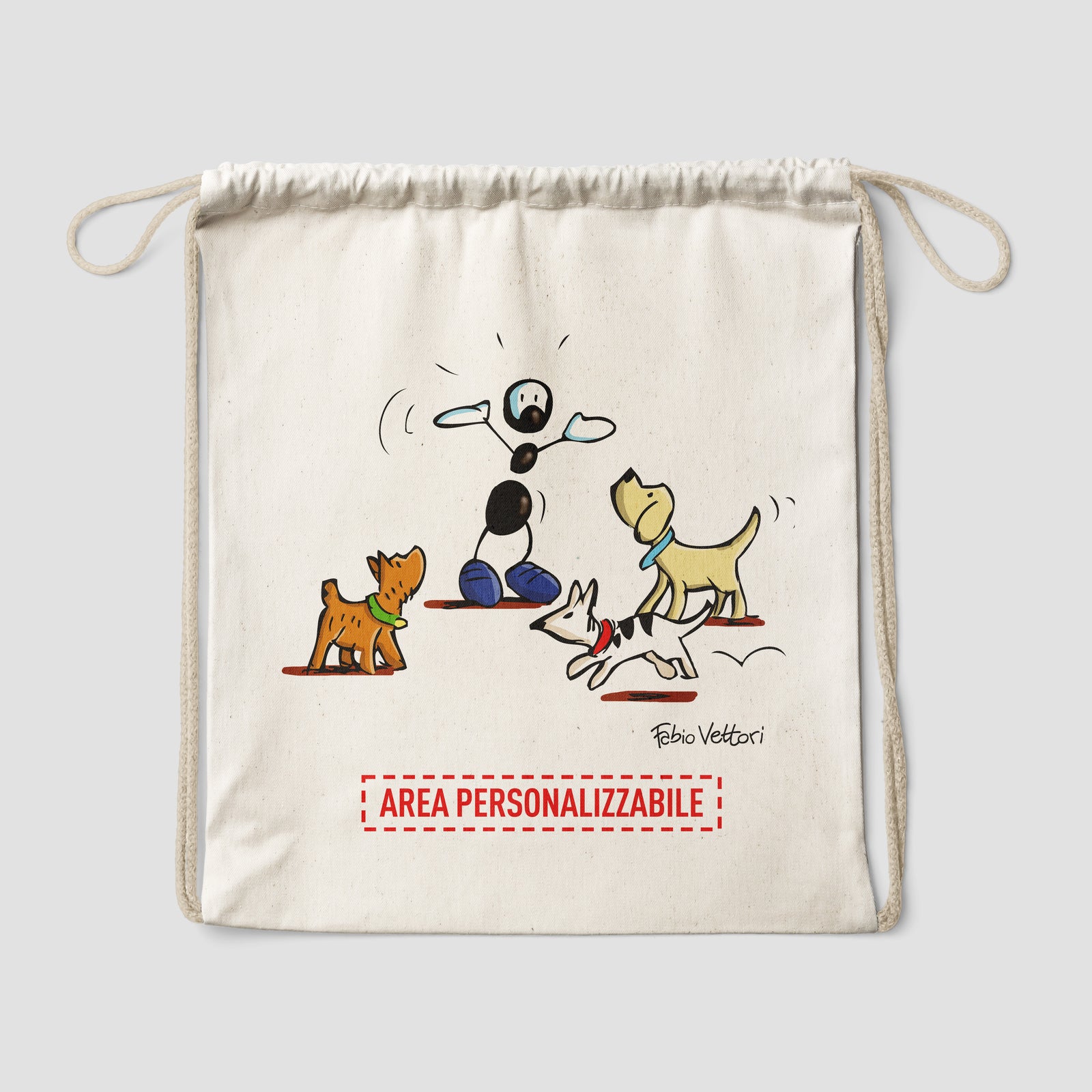 Personalized cotton backpack bag with "Dogs" theme