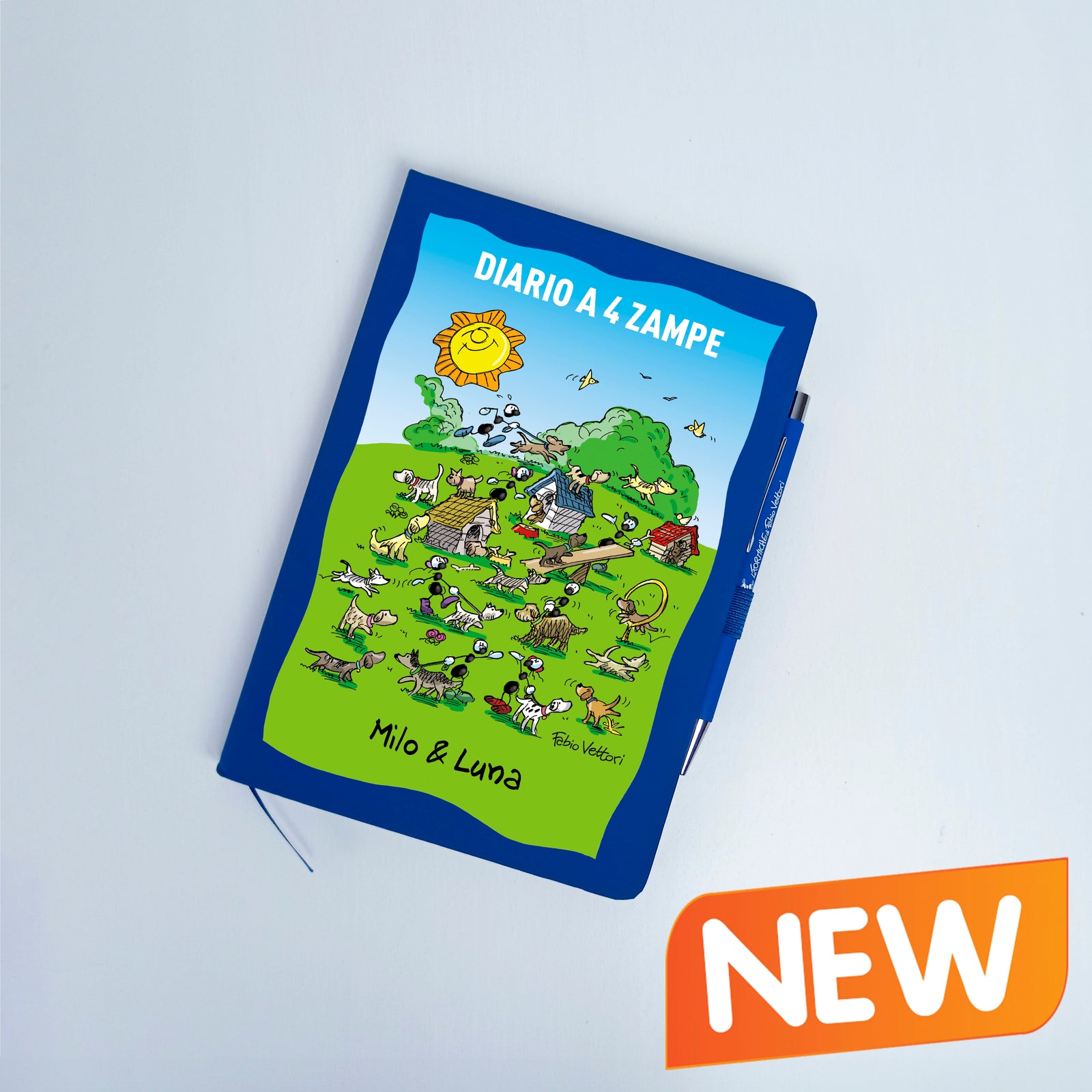 Customizable A5 Notebook with pen subject "4-Legged Diary - Dogs"