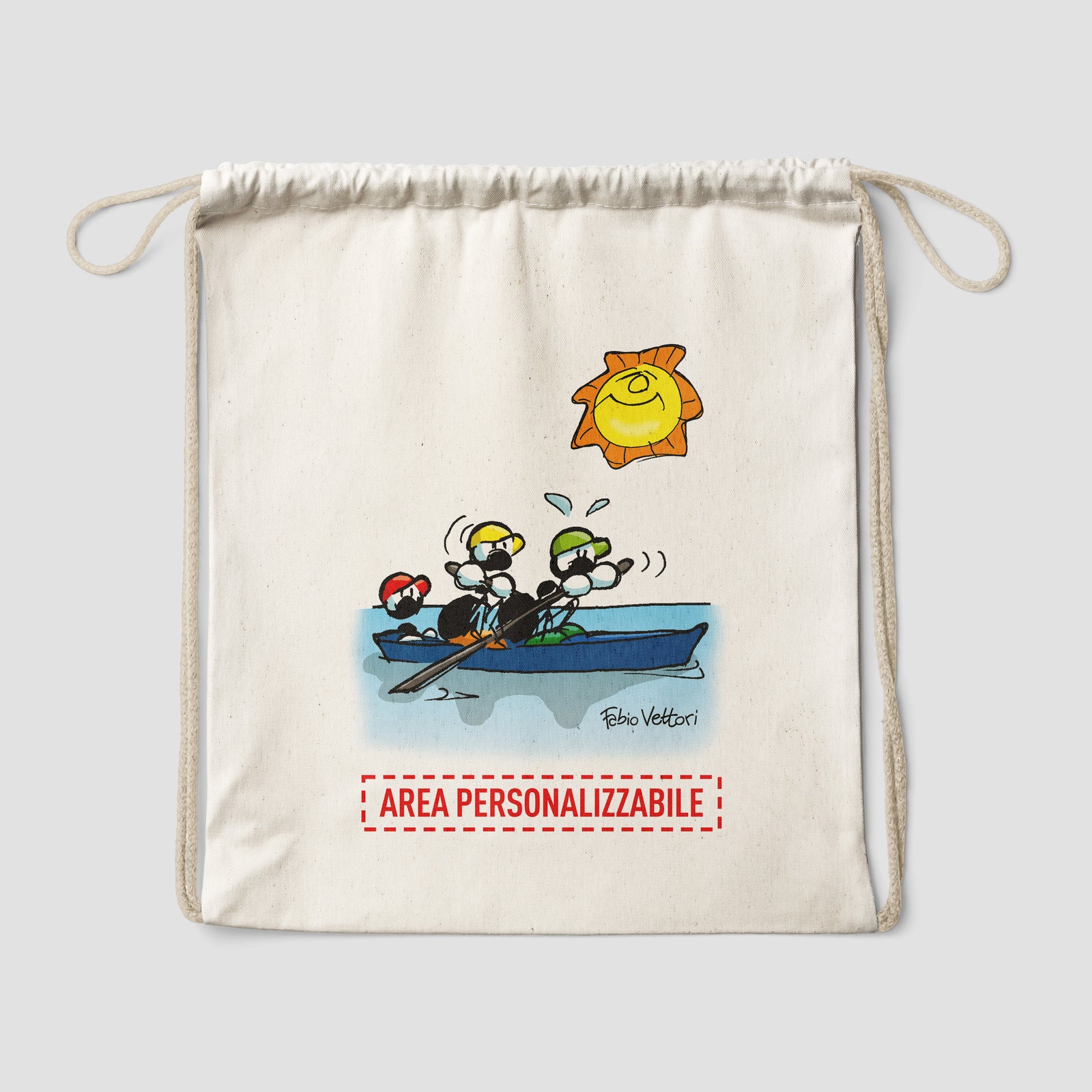 Sacca zaino personalizzata in cotone soggetto "Canottaggio"