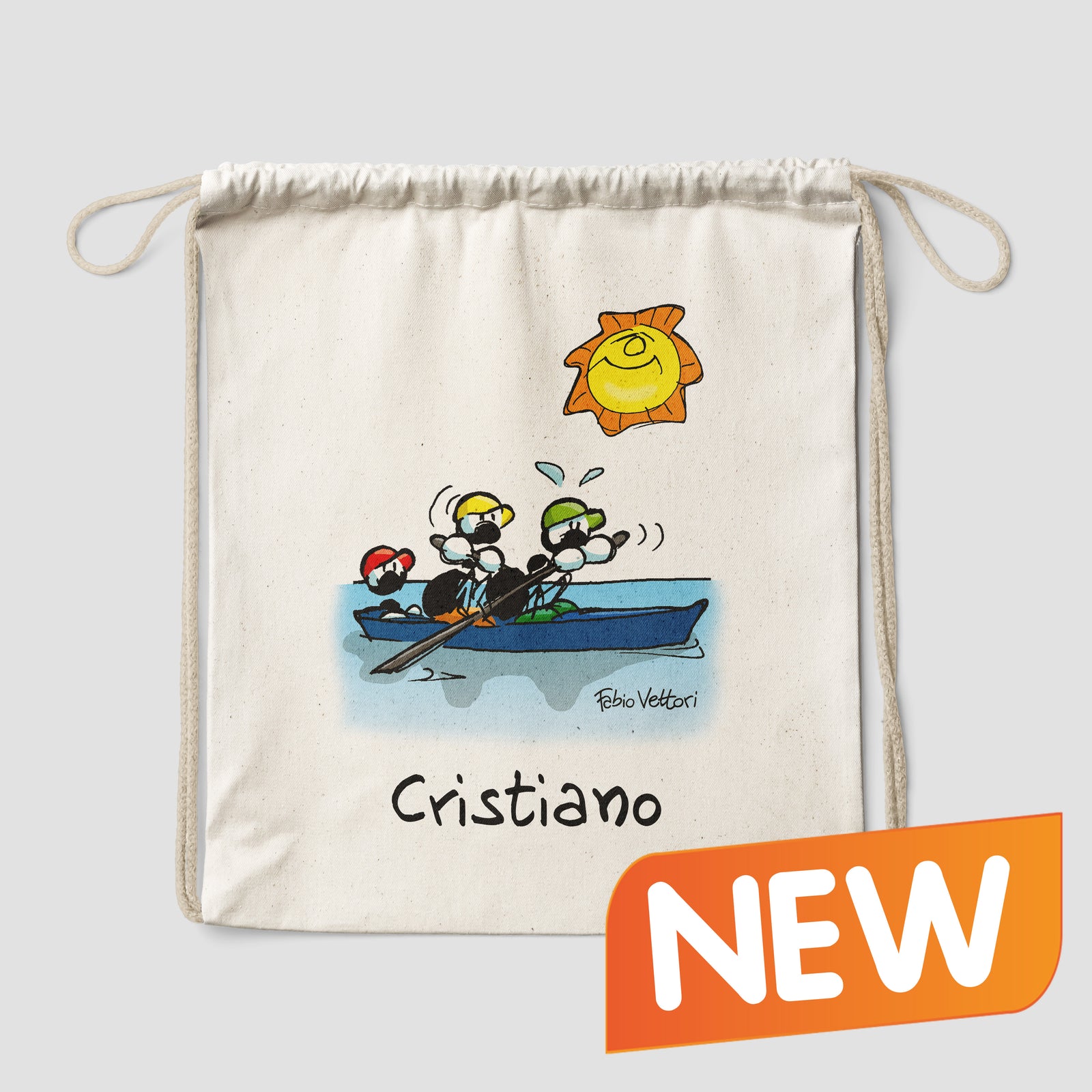 Sacca zaino personalizzata in cotone soggetto "Canottaggio"