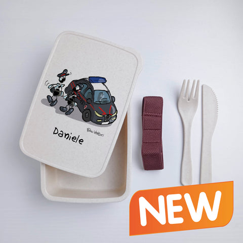 Scatola Porta Pranzo con Fascia Porta Posate Personalizzata soggetto "Carabiniere"