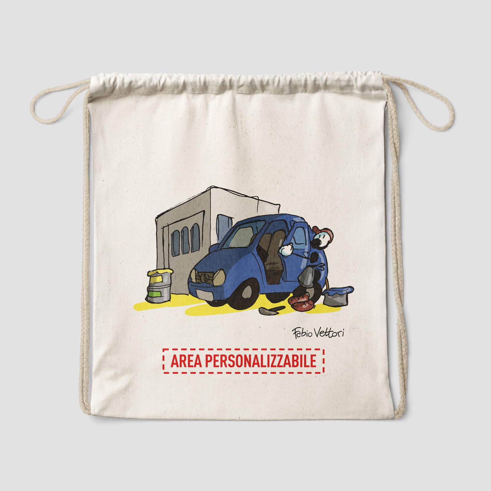 Sacca zaino personalizzata in cotone soggetto "Carrozziere"