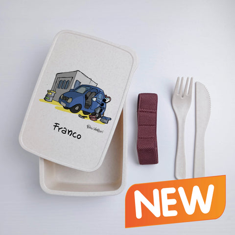 Scatola Porta Pranzo con Fascia Porta Posate Personalizzata soggetto "Carrozziere"