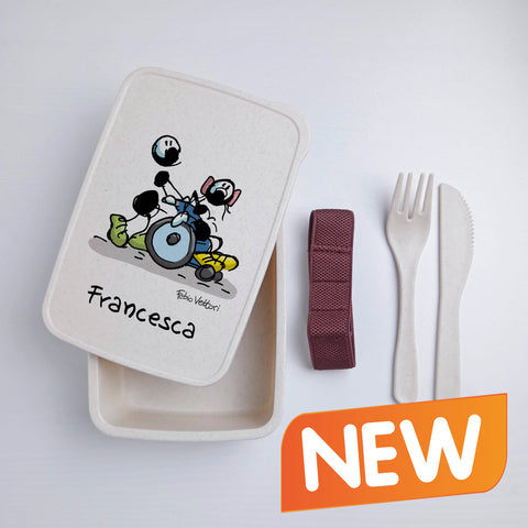 Scatola Porta Pranzo con Fascia Porta Posate Personalizzata soggetto "Disabile"