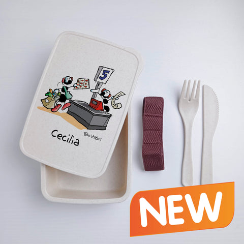 Scatola Porta Pranzo con Fascia Porta Posate Personalizzata soggetto "Cassiere"