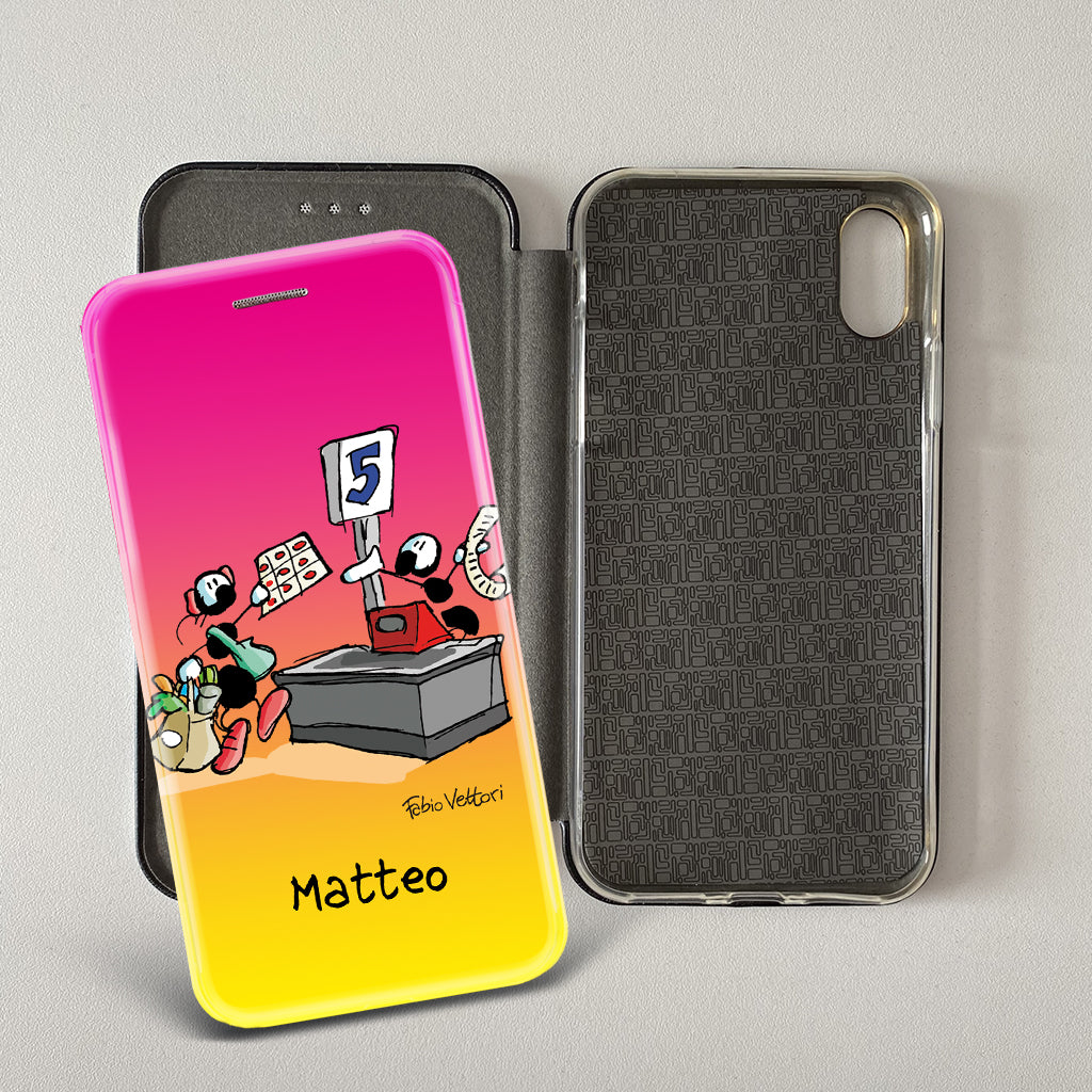 Customized artistic cover for Smartphone subject "Pizza Chef" model with "Book" opening