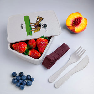 Scatola Porta Pranzo con Fascia Porta Posate Personalizzata soggetto "Cavallo"