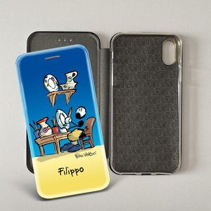 Customized artistic cover for Smartphone subject "Pizza Chef" model with "Book" opening