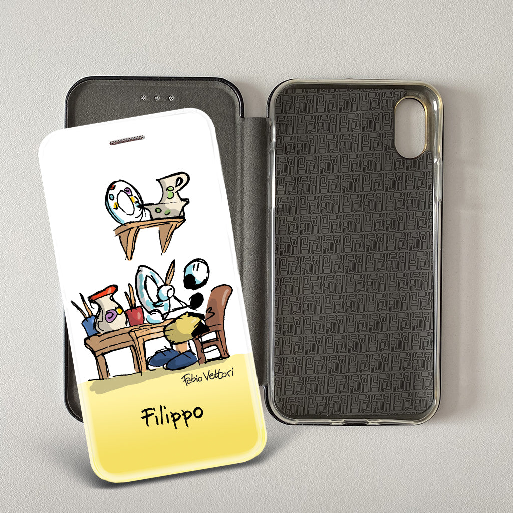 Customized artistic cover for Smartphone subject "Pizza Chef" model with "Book" opening