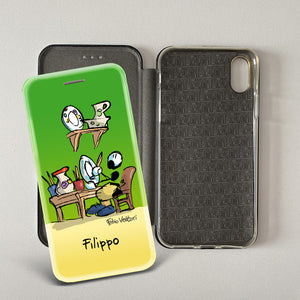 Customized artistic cover for Smartphone subject "Pizza Chef" model with "Book" opening
