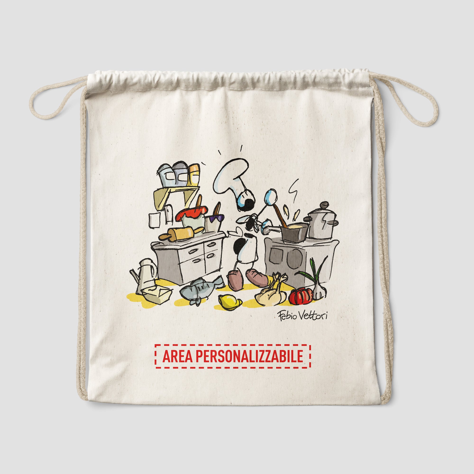 Personalized cotton backpack bag with "Chef" design