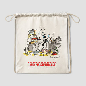 Personalized cotton backpack bag with "Chef" design