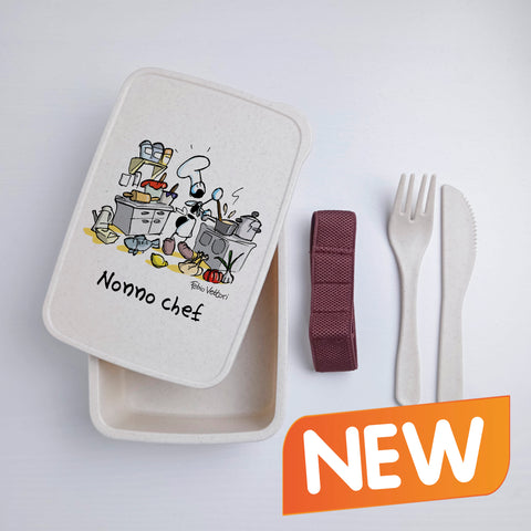 Scatola Porta Pranzo con Fascia Porta Posate Personalizzata soggetto "Chef"