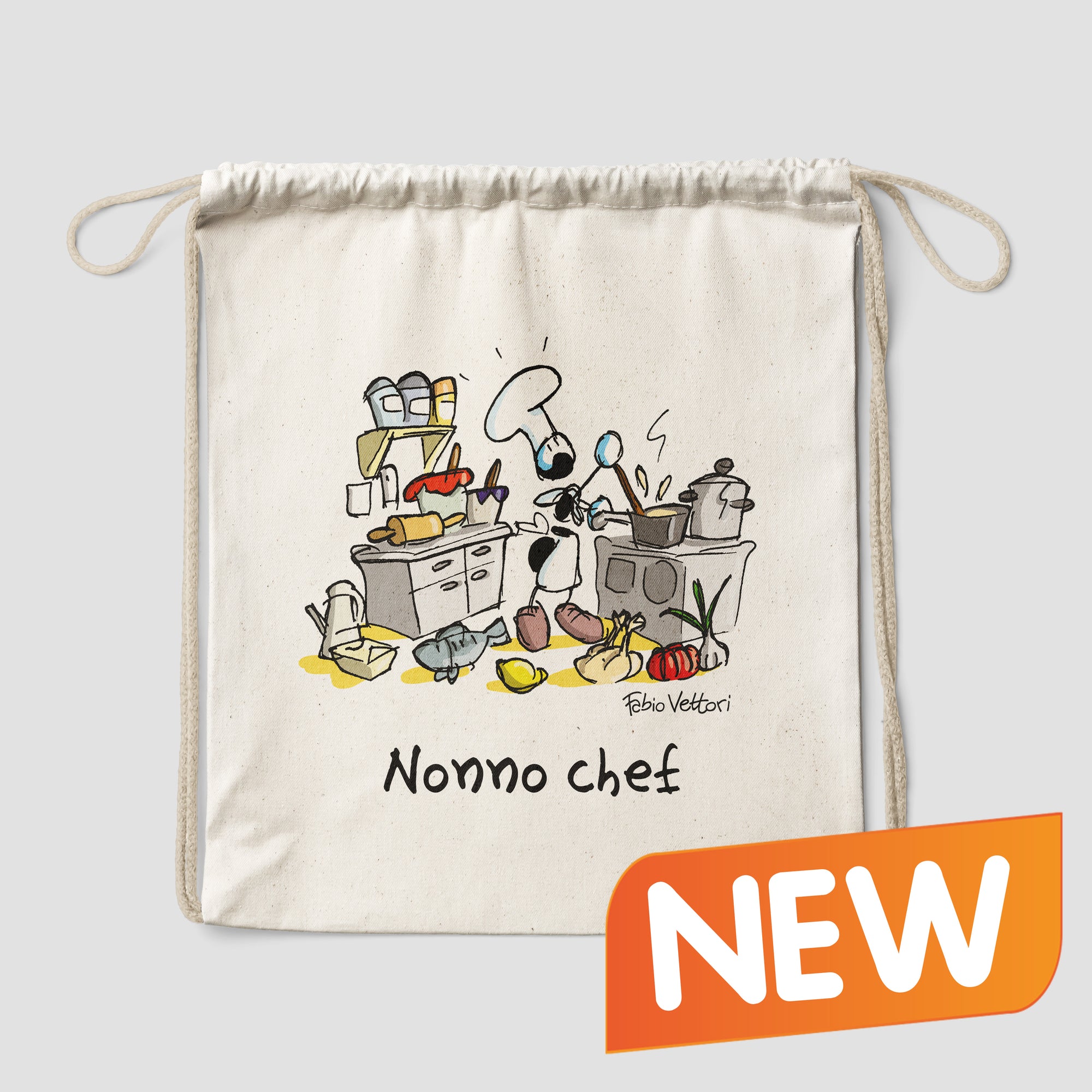 Personalized cotton backpack bag with "Chef" design